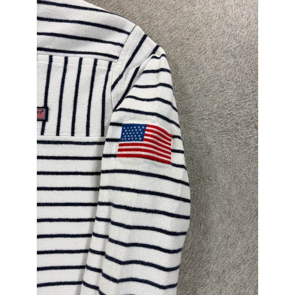 Vineyard Vines Stitched Logo Striped 1/4 Zip USA Flag Pullover (Women's Medium) - Picture 3 of 13